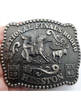 Belt Buckle HESSTON NATIONAL FINALS RODEO 1985 3rd ED Fellows Display Item #D-7